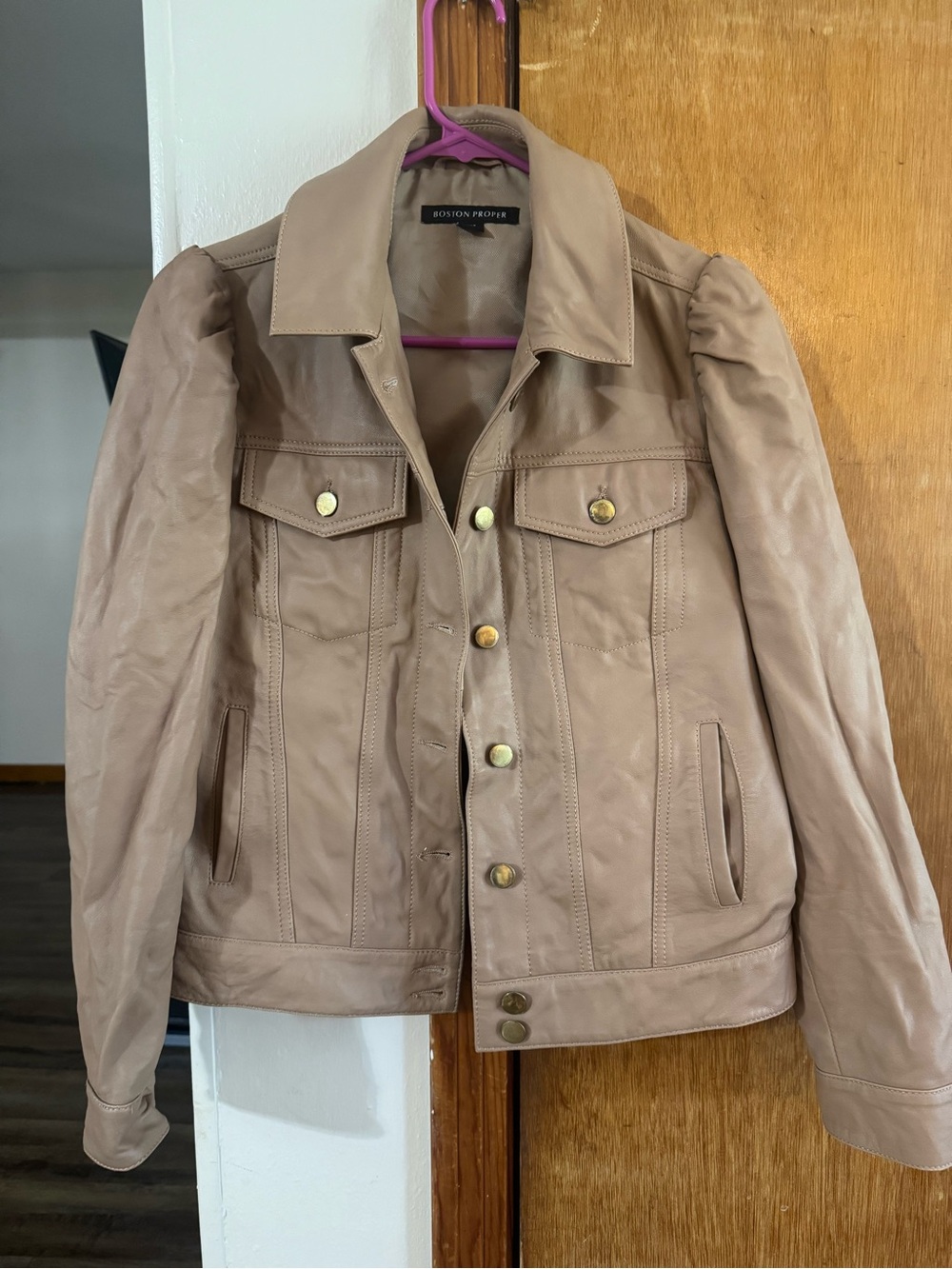 Boston Proper Beige Lined Jacket with Branded Label